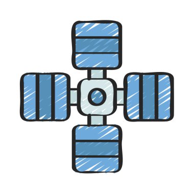 Karmaşık uydu anten simgesi, vektör illüstrasyonu 