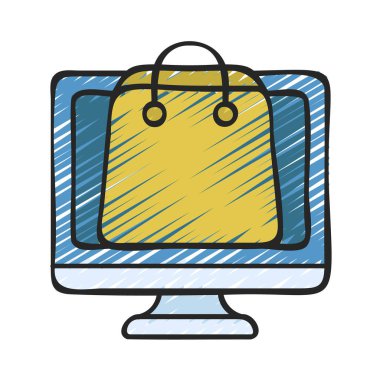 Bilgisayar Alışveriş Torbası Web simgesi vektör çizimi