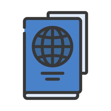 Pasaport yassı simgesi, vektör illüstrasyonu 