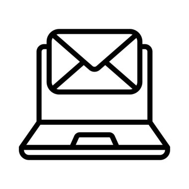 Laptop E- posta Simgesi, Vektör İllüstrasyonu