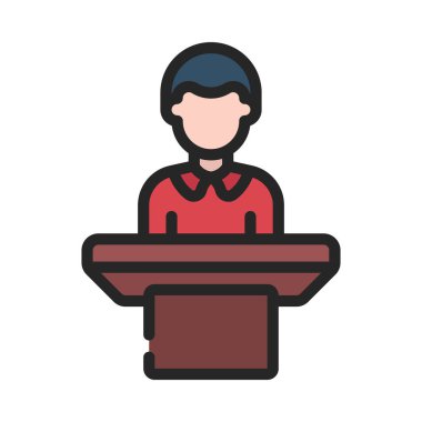 Podyum Web ikonu vektör illüstrasyonunda konuşmacı