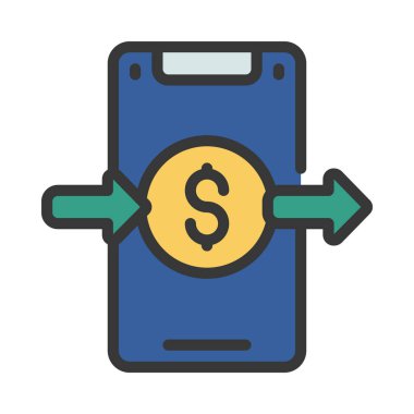 Para Mobil düz vektör simgesi gönder