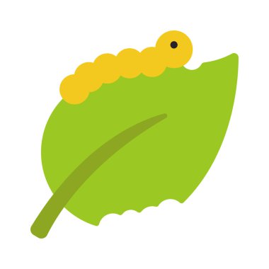 Tırtıl Yiyen Yaprak simgesi, vektör çizimi basit tasarım
