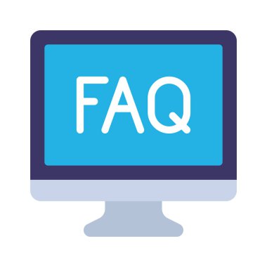 SSS Bilgisayar Ekran simgesi, vektör illüstrasyonu 