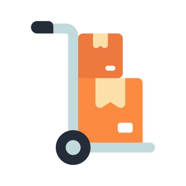 Dolly Parsel sembolü düz simge, vektör illüstrasyonu                        