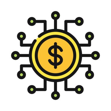 Siber Dijital Para, vektör ince çizgi simgesi