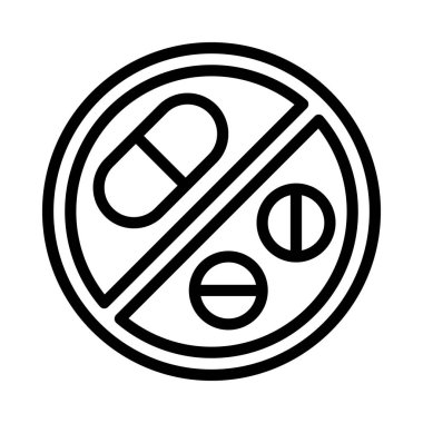 Uyuşturucu Yok Düz simge, vektör illüstrasyonu imzala 