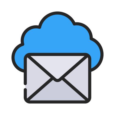 E- posta Bulutu simgesi, vektör illüstrasyonu 