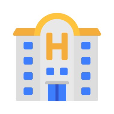 Otel binası ikon vektör illüstrasyonu