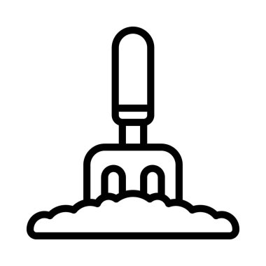 Garden Fork in Ground düz simgesi, vektör illüstrasyonu 