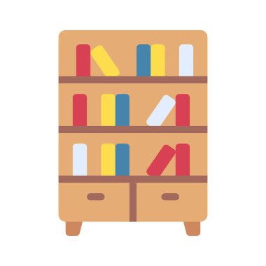 Kitap rafı simgesi, vektör illüstrasyonu