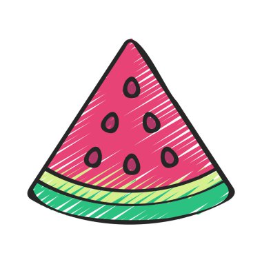 Beyaz arka planda karpuz meyvesi, illüstrasyon, vektör.