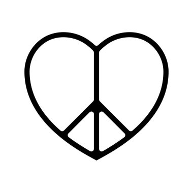 Kalp Şekli Barış İşareti, vektör illüstrasyonu