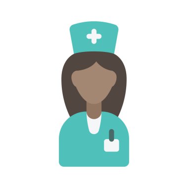  Kadın Hemşire Web simgesi vektör illüstrasyonu