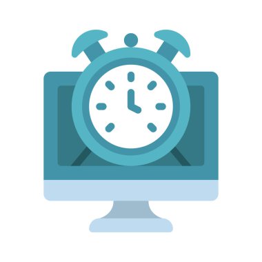 Bilgisayar Alarm Saati simgesi, vektör illüstrasyonu  