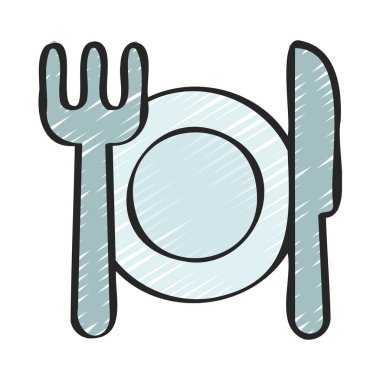 Bıçak, Çatal ve Tabak ağ ikonu vektör çizimi 
