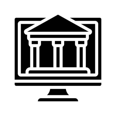 Bilgisayar Bankacılık simgesi, vektör illüstrasyonu 