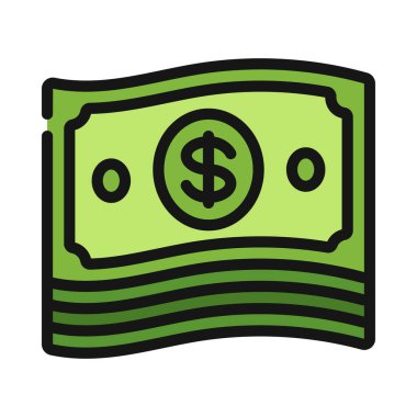 Dalgalı Nakit Not Yığını Web ikonu vektör çizimi