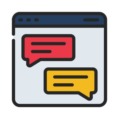 Çevrimiçi Web Sitesi Mesajlaşma simgesi, vektör illüstrasyonu 
