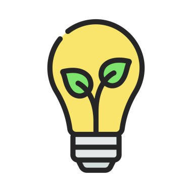 Yaprak simgesi, vektör illüstrasyonlu eko ampul