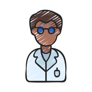 Erkek Bilim Adamı Web simgesi vektör illüstrasyonuName