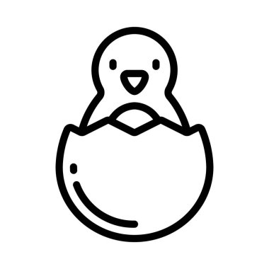 Yumurtadan çıkan civciv düz simgesi, vektör illüstrasyonu 