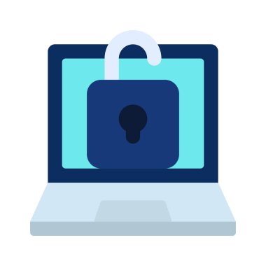 Güvenli olmayan dizüstü bilgisayar simgesi, vektör illüstrasyonu 