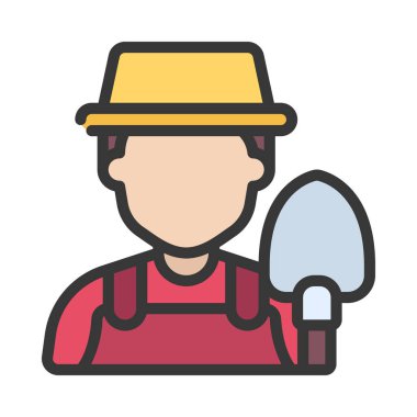 Çiftçi web simgesi düz tasarım, vektör illüstrasyonu                    