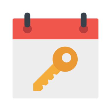 Takvim simgesi, vektör illüstrasyonunda anahtar 