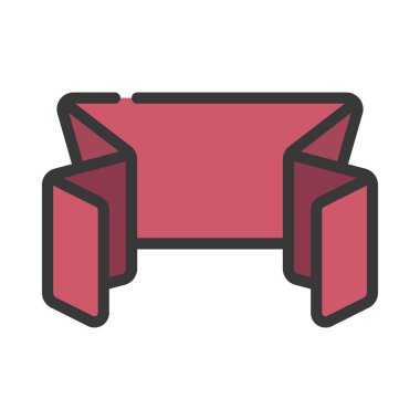 Katlanmış Kurdele Web simgesi vektör illüstrasyonu