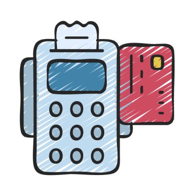 Kart Makinesi düz simgesi, vektör illüstrasyonu 