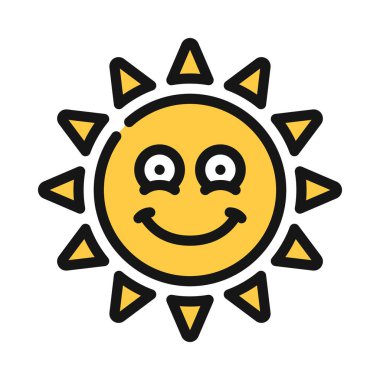 Happy Face Sun simgesi, vektör illüstrasyonu basit tasarım