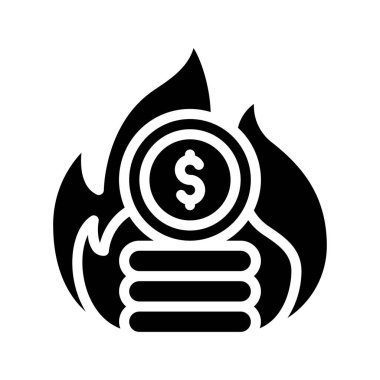 Yanan Para web simgesi vektör illüstrasyonu