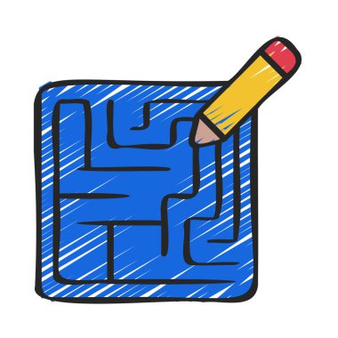 Labirent simgesi vektör çizimi. Çözülmüş Labirent 