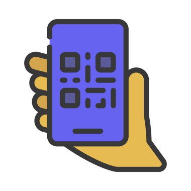 QR Kod El ağ vektör çizimi