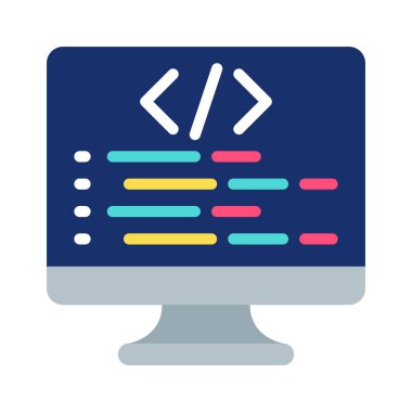 bilgisayar programlama simgesi, vektör illüstrasyonu 
