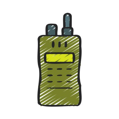 Telsiz Talkie vektör çizimi, düz tasarım.     
