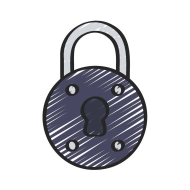 Yuvarlak Kilit düz vektör simgesi tasarımı 