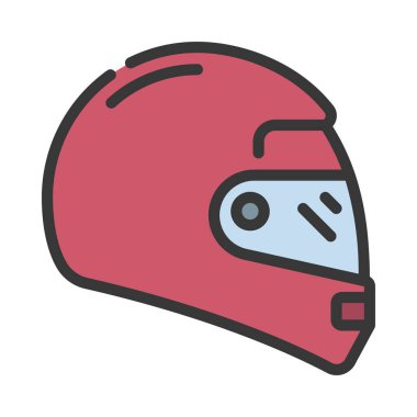 Beyaz arkaplanda motosiklet kaskı ikonu vektör çizimi