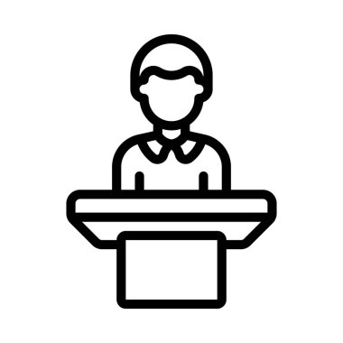 Podyum Web ikonu vektör illüstrasyonunda konuşmacı
