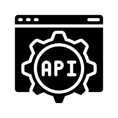 Web sitesi API simgesi, vektör illüstrasyonu