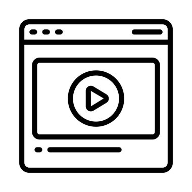 Web sitesi Video simgesi, vektör illüstrasyonu