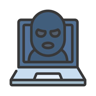 Laptop Hırsızı simgesi, vektör illüstrasyonu 