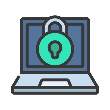 Laptop Güvenlik simgesi, vektör illüstrasyonu 