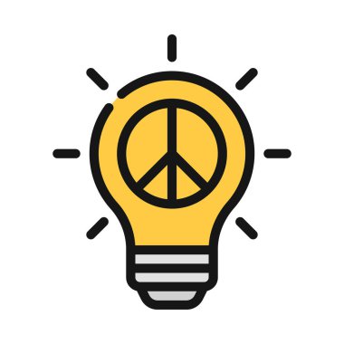 Barış işareti simgesi olan ampul, vektör illüstrasyonu