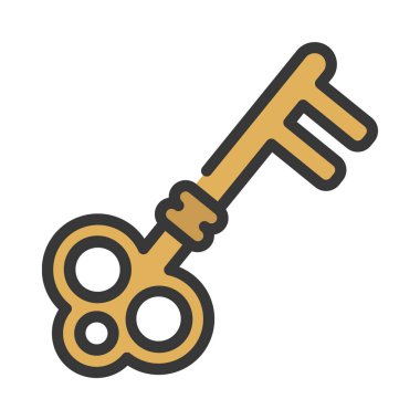 anahtar yassı simge. Beyaz arkaplanda izole edilmiş basit vektör illüstrasyonu.