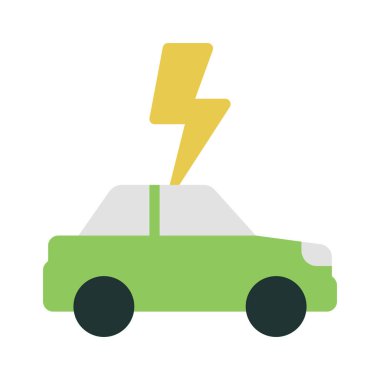Beyaz arkaplanda elektrikli araba simgesi
