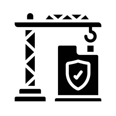 İnşaat Sigortası web simgesi vektör illüstrasyonu