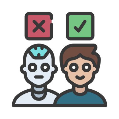 Turing Test düz simgesi, vektör illüstrasyonu 