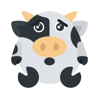 üzgün inek tarzı düz simge, vektör illüstrasyonu 